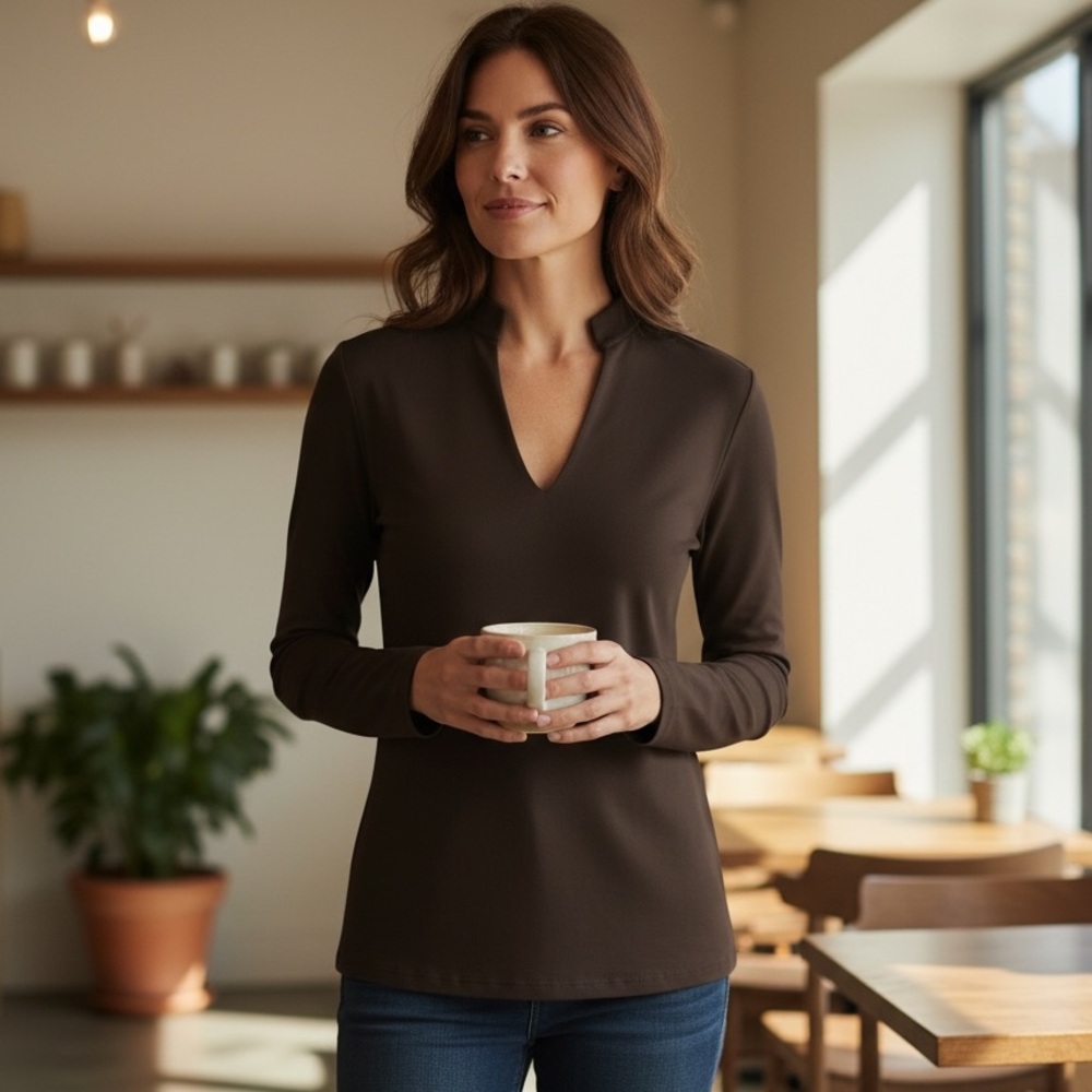 Talbots Rich Brown V-Neck Top